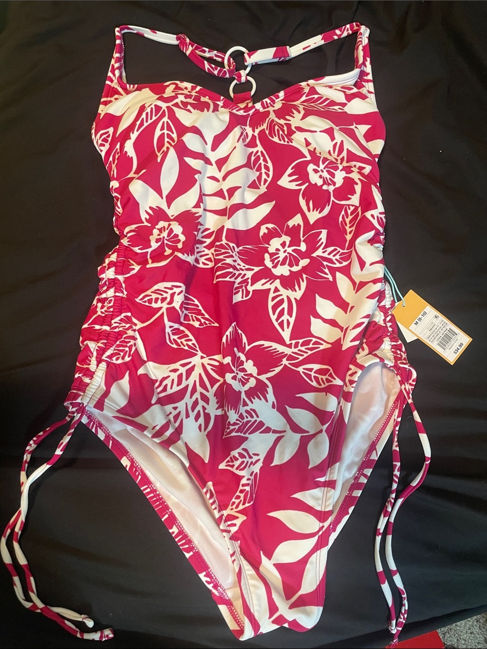 Women’s Fuchsia and White Floral One-Piece Swimsuit